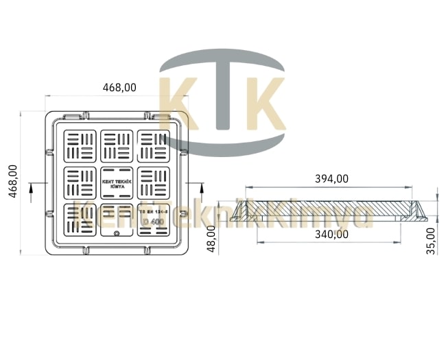 FK509-KKT-6060-D-D400 Kompozit Kare Rögar Kapağı 600x600mm