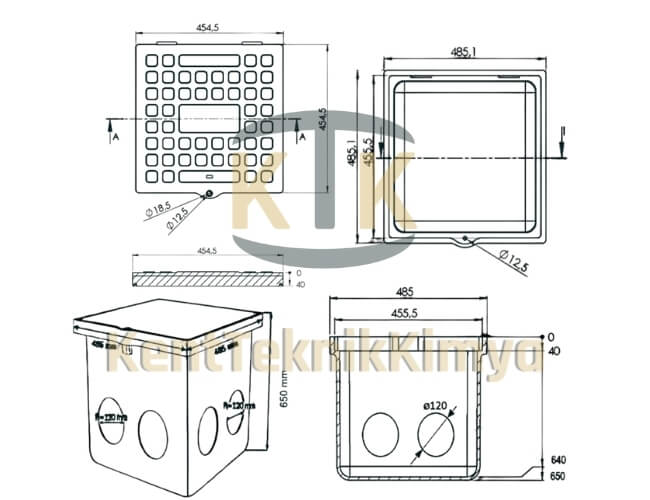 FK908-KIT-485-65-D-D400 Kompozit Ek Odası Takımı 485x485x650 mm