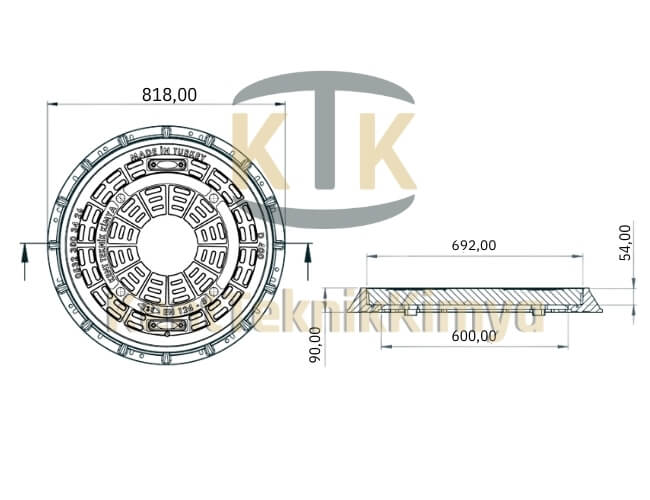 FK504-KKT-600-EKO-5B-B125 Kompozit Rögar Kapağı 600 Eko Serisi