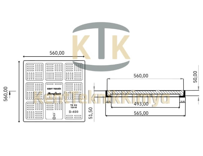 FK601-KKT-560-A-A15 Kompozit Rögar Kapağı Takımı 560x560mm