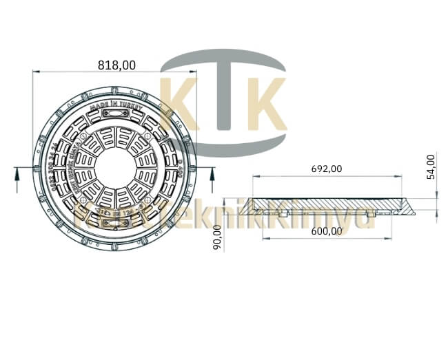 FK500-KKT-600-52B-B125 Kalın Seri Kompozit Rögar Kapağı Takımı 600mm