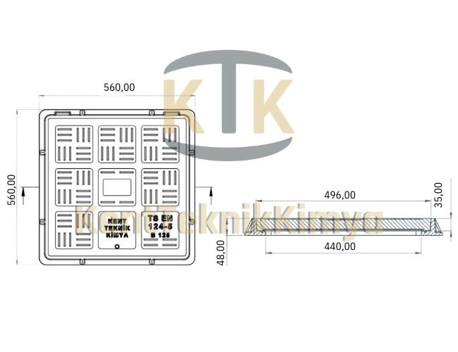 FK506 - D400 50X50 Kompozit Rögar Kapağı -  